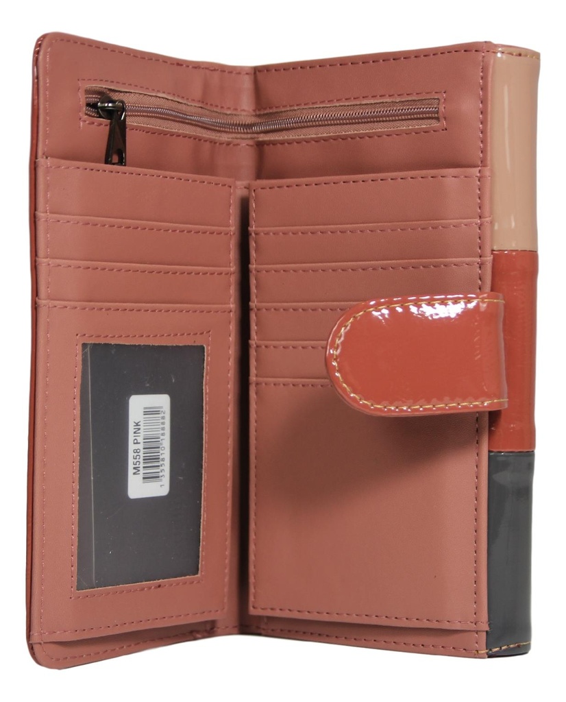 Damen Portemonnaie Lack von Dudlin Rot Grau Rosa Brieftasche mit Kartenfächern