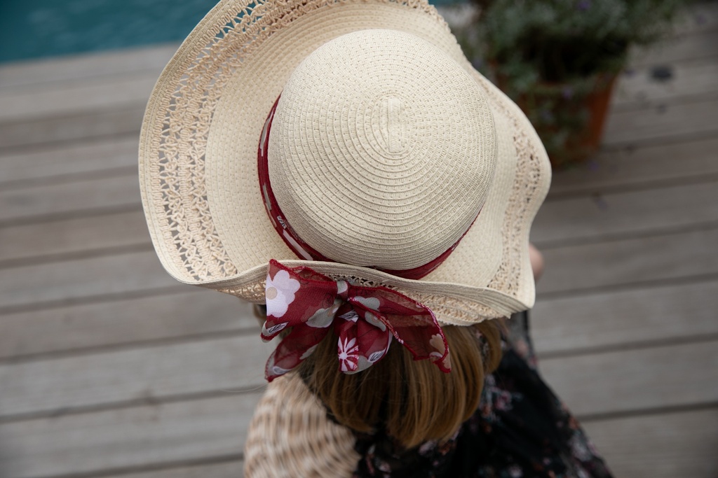 Damen Sommerhut mit knick Sonnenhut faltbar knautschbarer Strohhut breite Kremp