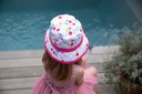 Kinderhut Sommerhut mit Blümchen Mädchen Fischerhut Pink Kinder Mütze