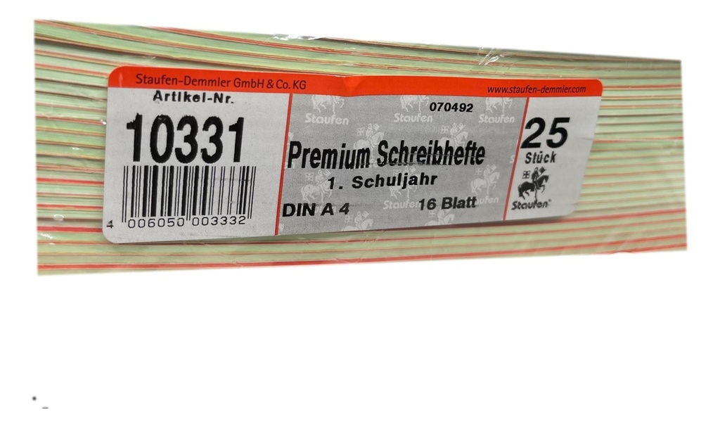 Lineatur 1 Schreibhefte 25 Stück Staufen DIN A4 liniert 16 Blatt