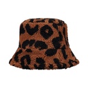 Damen Bucket Hat Teddy Mütze Hut kuschelweich Leopardenmuster Winter Braun Neu