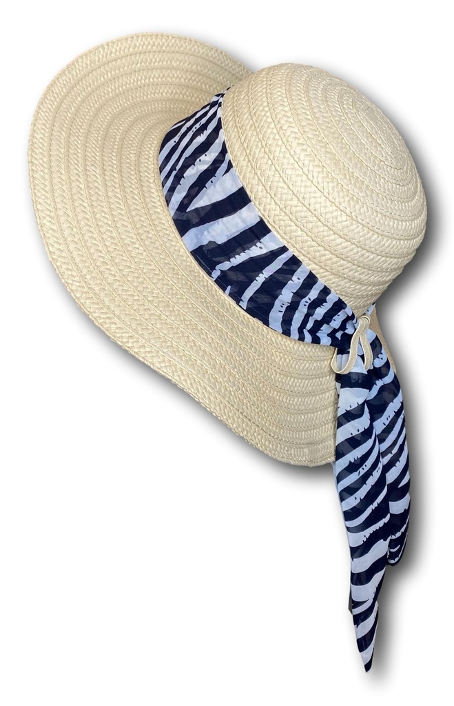 Damen Sommerhut Knautschbarer Damenhut Zebramuster Hutband von Hawkins Beige neu