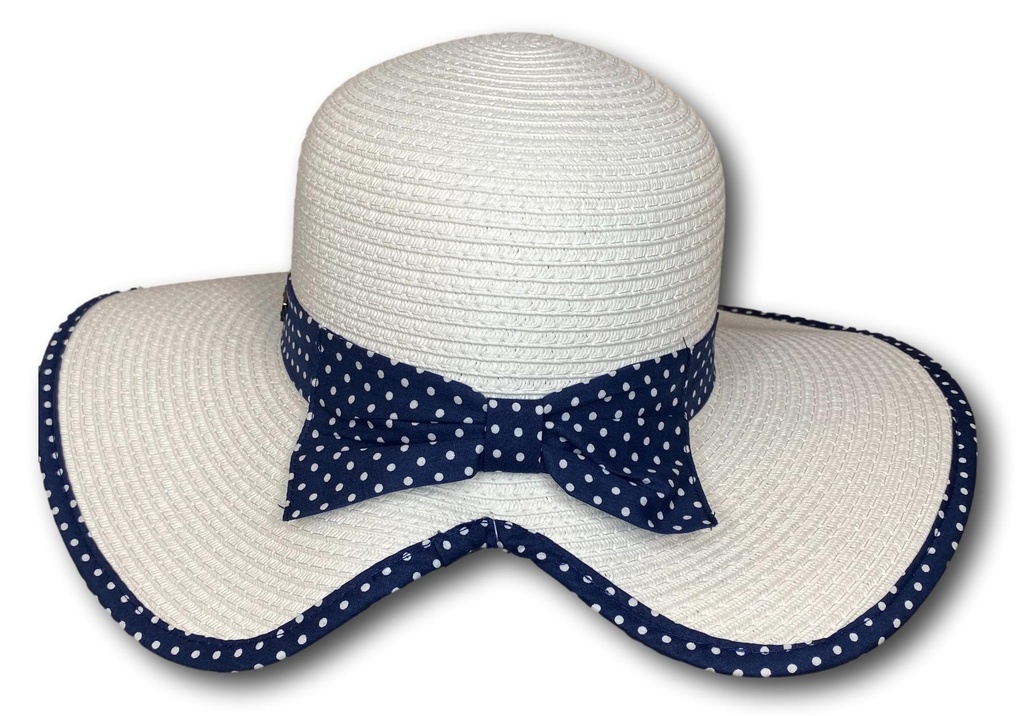 Damen Sommerhut Strohhut Panama Hut mit blauem Hutband Schleifband von Hawkins