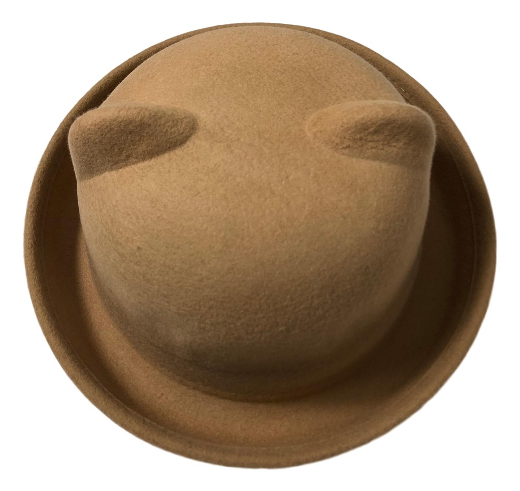 Ein klassischer Filz-Bowler Hut mit Ohren Melonehut Hawkins Beige Besch cap neu