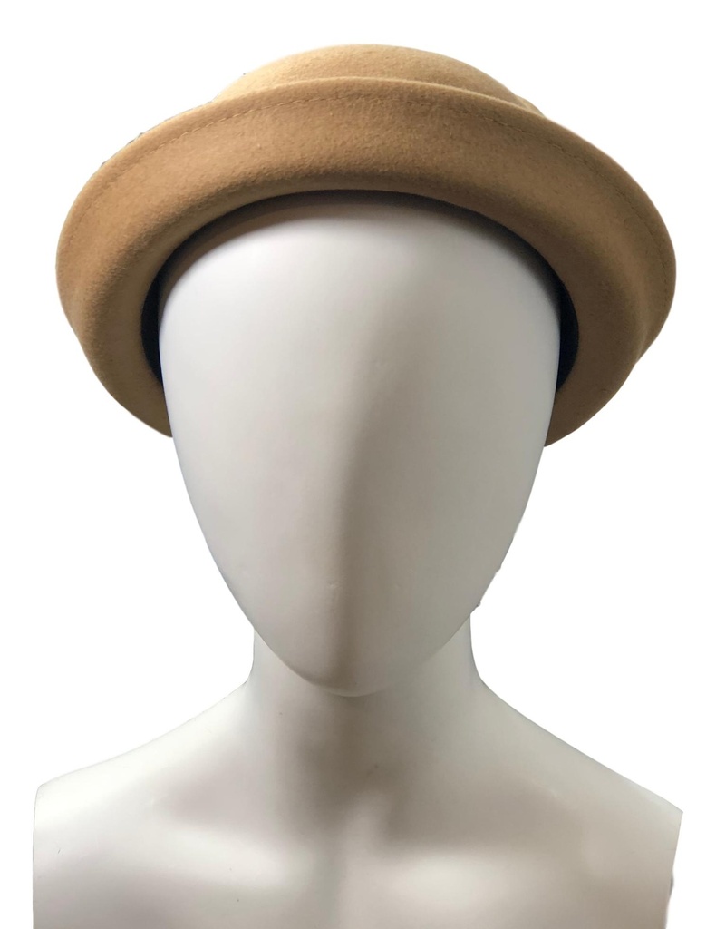 Ein klassischer Filz-Bowler Hut mit Ohren Melonehut Hawkins Beige Besch cap neu