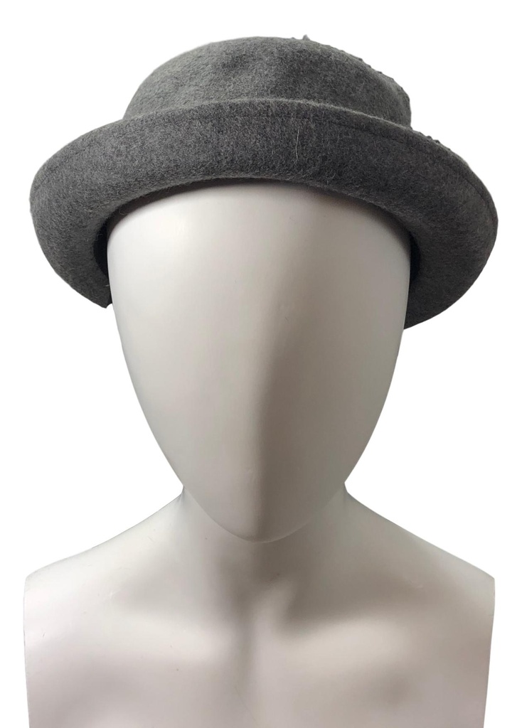 Ein klassischer Filz-Bowler Hut mit Ohren Melonehut Hawkins Grau cap neu