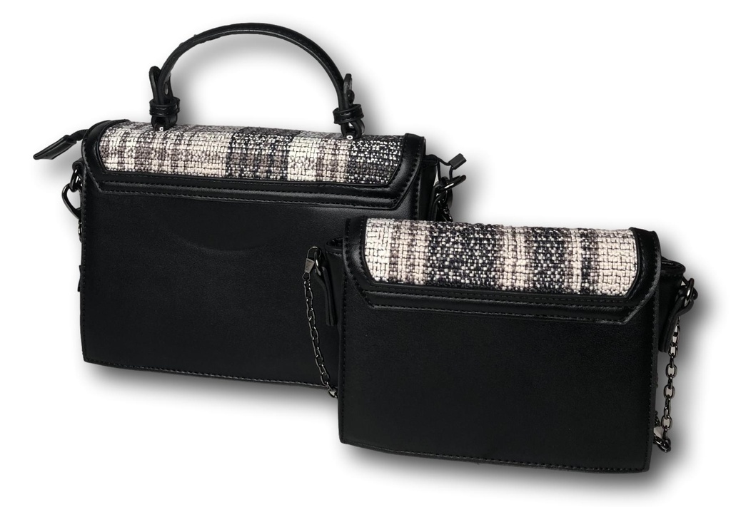 Damentasche Handtasche Umhängetasche Doppeltasche Clutch Messengertasche Black