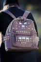 Designer Beuteltasche Nieten Rucksack Fashion Rock Punk Grau Metall Backpack