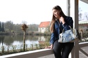 Jeans Umhängetasche, Tasche mit Strass Steinen, Handtasche