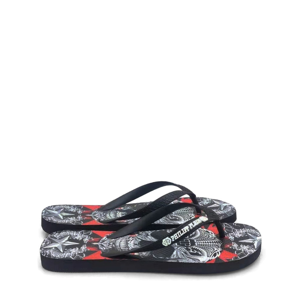 Flipflops Philipp Plein Totenkopf-Print Badeschlappen Strand Luxury Sandalen