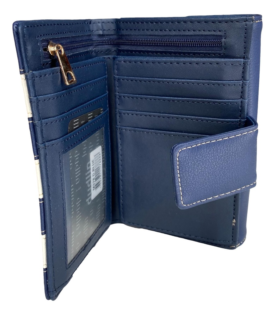 Damen Portemonnaie Dudlin Blau Weiß Brieftasche mit Kartenfächern Geldbörse Neu