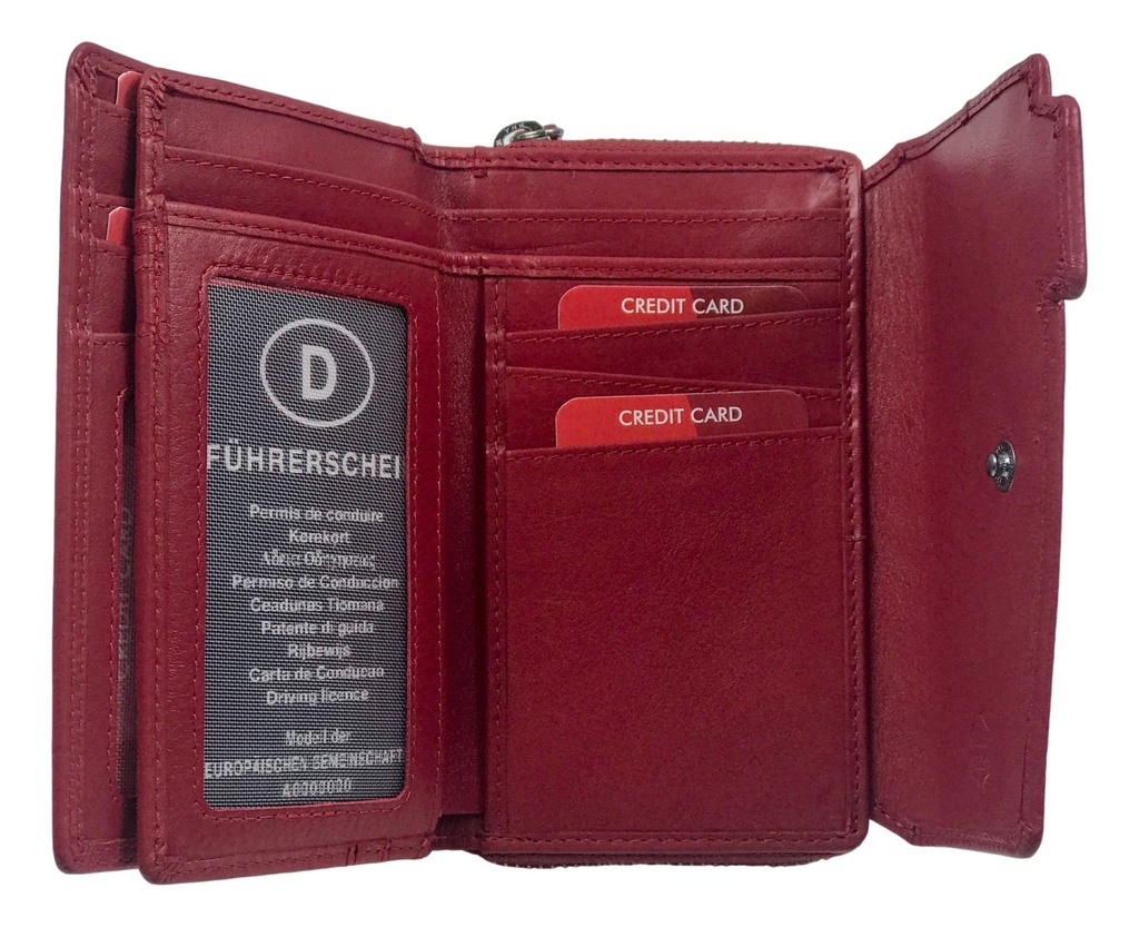 Damen Geldbörse Geldbeutel Brieftasche Kartenfächern Wallet Portemonnaie Leder