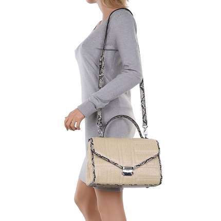 Damentasche Handtasche Umhängetasche Clutch beige Schlangenmuster