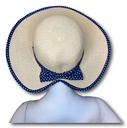 Damen Sommerhut Strohhut Panama Hut mit blauem Hutband Schleifband von Hawkins