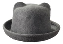 Ein klassischer Filz-Bowler Hut mit Ohren Melonehut Hawkins Grau cap neu