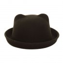 Ein klassischer Filz-Bowler Hut mit Ohren Melone Hut schwarz Neu cap Hawkins