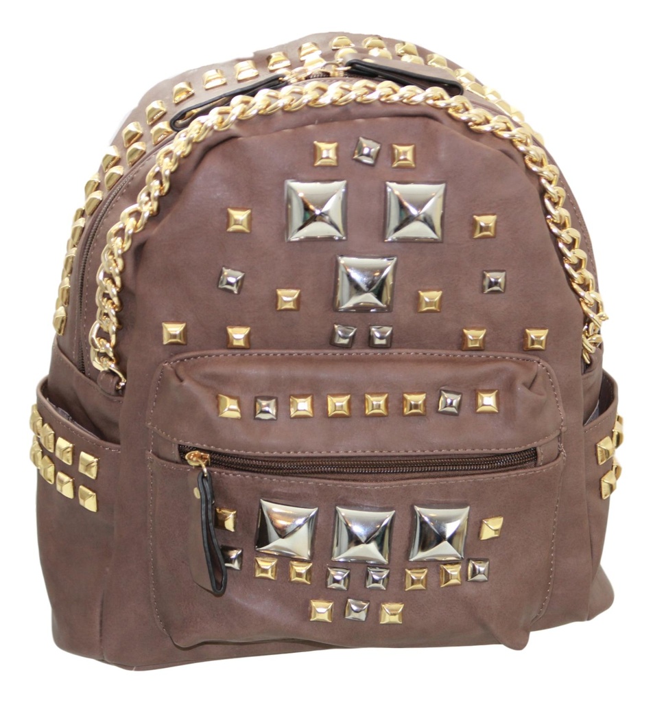 Designer Beuteltasche Nieten Rucksack Fashion Rock Punk Grau Metall Backpack