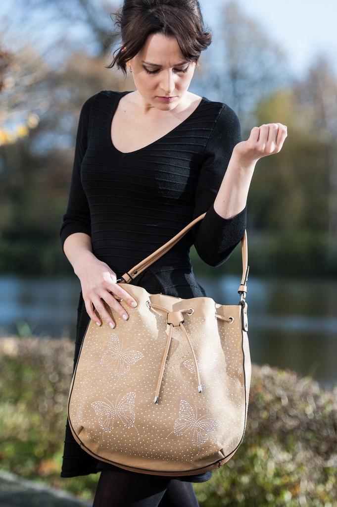 Schultertasche mit Schmetterlingen Umhängetasche zwei in einem Shopper bag