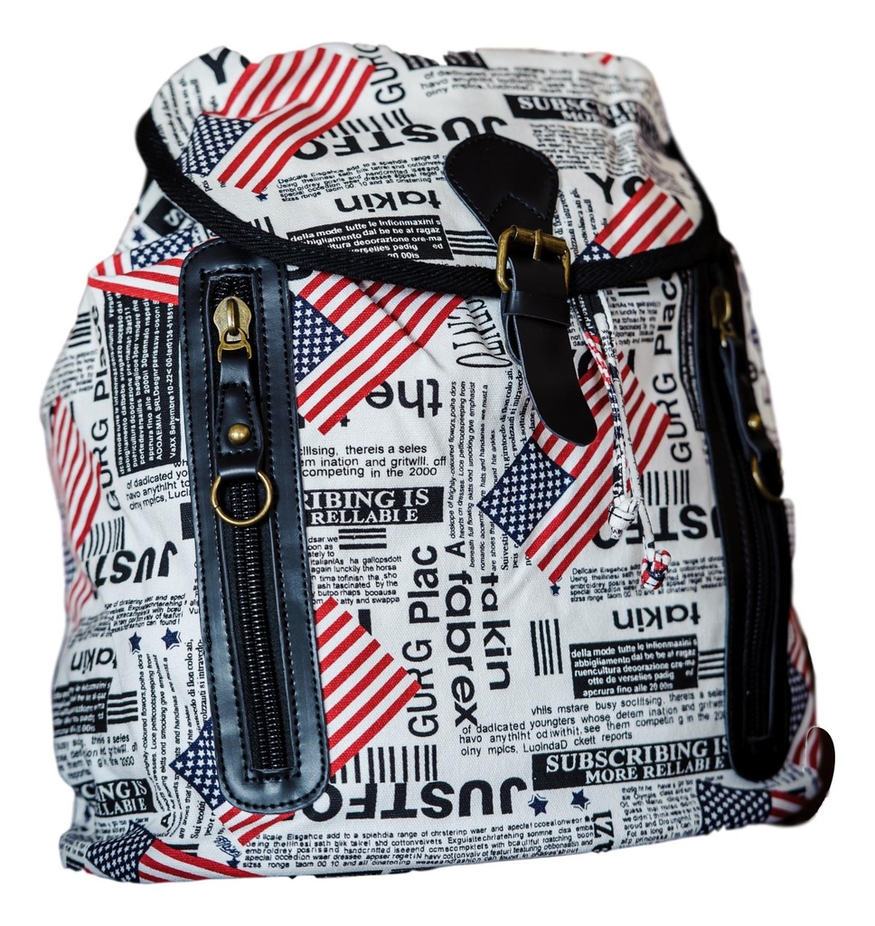 Rucksack Sporttasche Schultertasche Damentasche Reisetasche USA print Backpack
