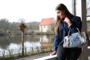 Handtasche Jeans Umhängetasche mit Strasssteinen