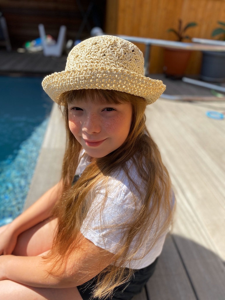 Sommerhut Kinder Hut Strohhut mit Hochklappbarer Krempe