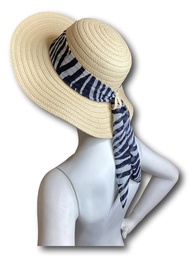 [135] Damen Sommerhut Knautschbarer Damenhut Zebramuster Hutband von Hawkins Beige neu
