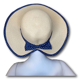 [123] Damen Sommerhut Strohhut Panama Hut mit blauem Hutband Schleifband von Hawkins