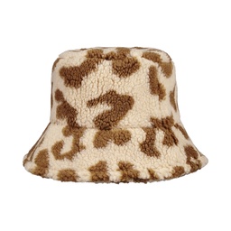 [150] Damen Winterhut Frühlingshut Bucket Hat Teddy Leopardenmuster Beige Neu