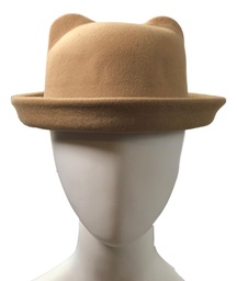 [140] Ein klassischer Filz-Bowler Hut mit Ohren Melonehut Hawkins Beige Besch cap neu