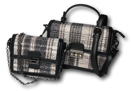 [170] Damentasche Handtasche Umhängetasche Doppeltasche Clutch Messengertasche Black