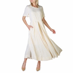 Damen Sommerkleid Baumwolle Calvin Klein Kleid Damen Elegant lang Beige