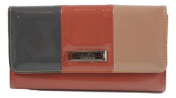 [203] Damen Portemonnaie Lack von Dudlin Rot Grau Rosa Brieftasche mit Kartenfächern