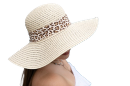 Extravaganter Damen Sommerhut Sonnenhut faltbar Strohhut mit extra breiten Krempen leoparden muster