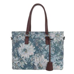[228] Damentasche Schultertasche Handtasche Henkeltasche Shopper mit Blumen Blau